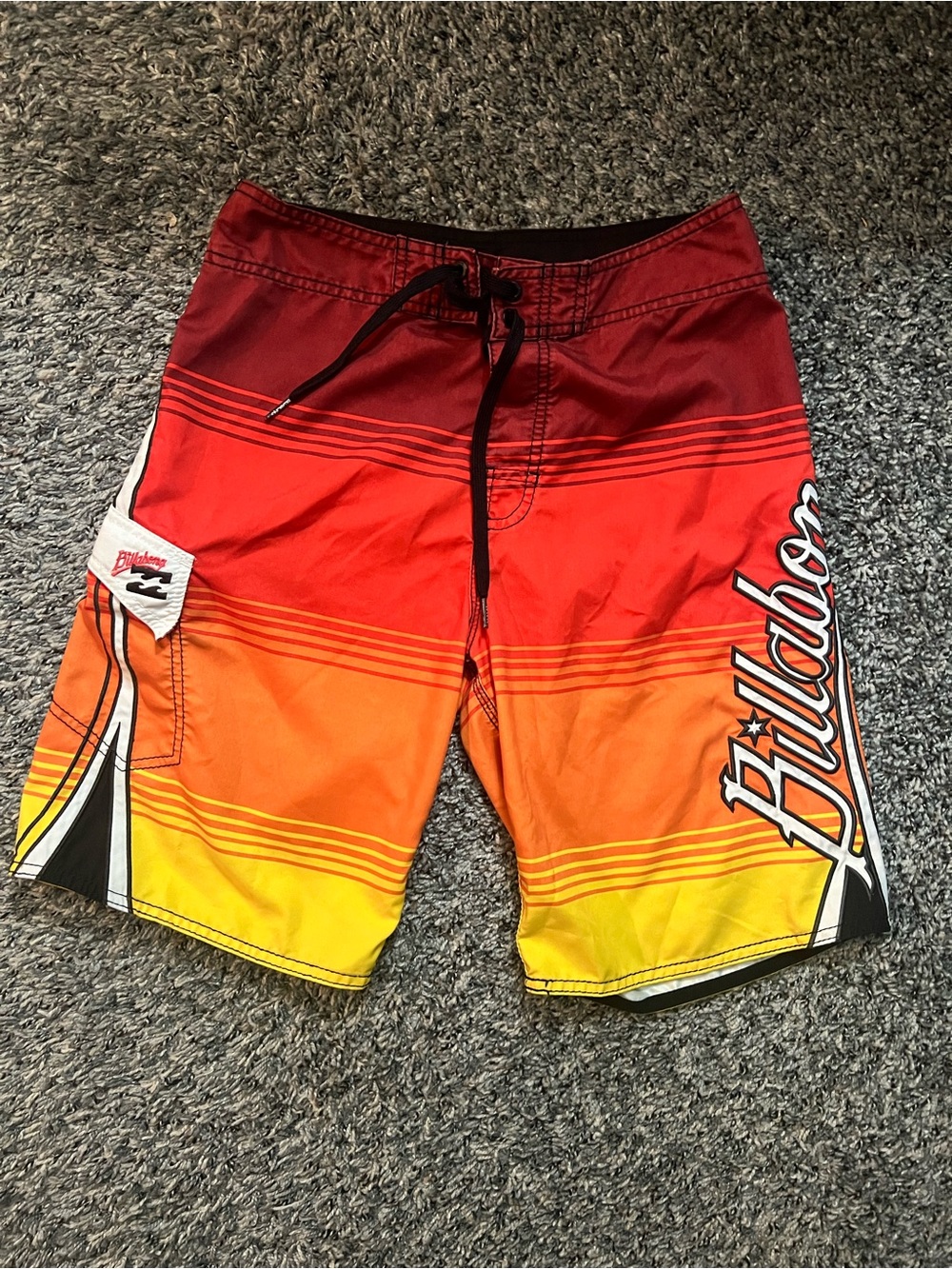 Y2K Billabong Red Orange Yellow Gradient Men’s Boardshorts